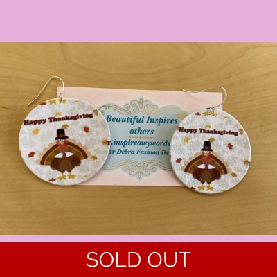 Happy Thanksgiving Turkey Light Weight Faux Leather Dangle Earrings